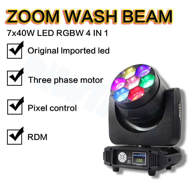 7x40W Pixel Beam Wash LED Moving Head Light