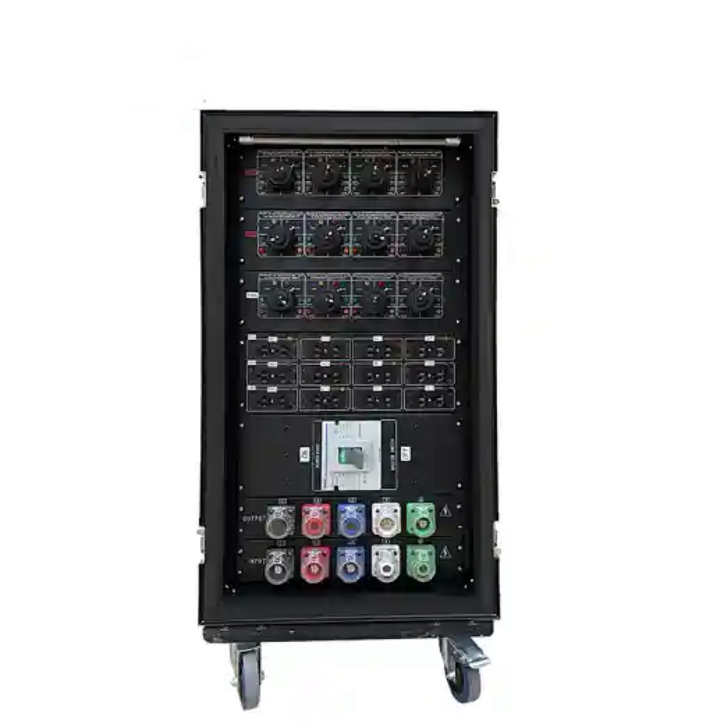 Multi-Voltage Power Distribution Box with 8x 220V Socapex, 4x 110V Socapex, and 12x 110V Edison Outputs