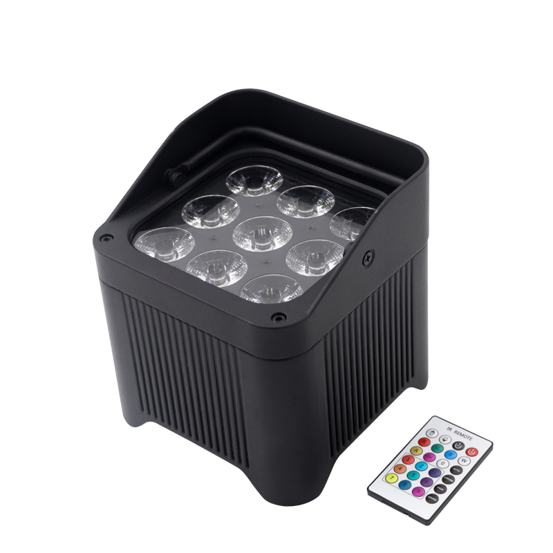 Outdoor 9x18W RGBWA UV Battery-Powered Wireless DMX LED Uplight with WiFi App Control