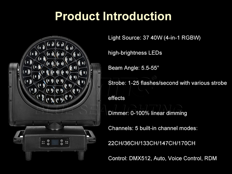 Outdoor rotating zoom LED wash light