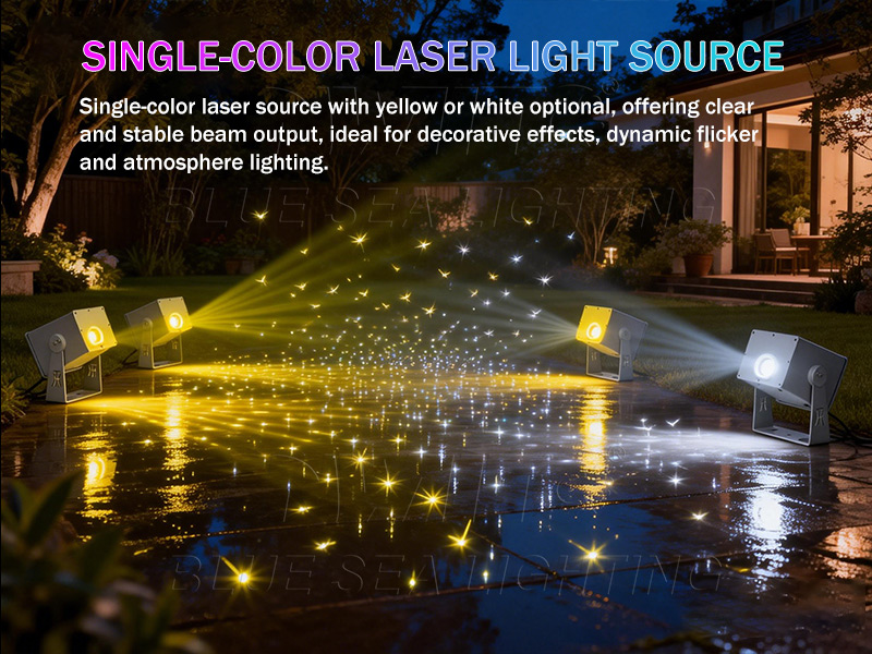 Yellow firefly laser light outdoor