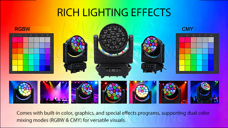 19×40W Waterproof RGBW Beam and Wash Light