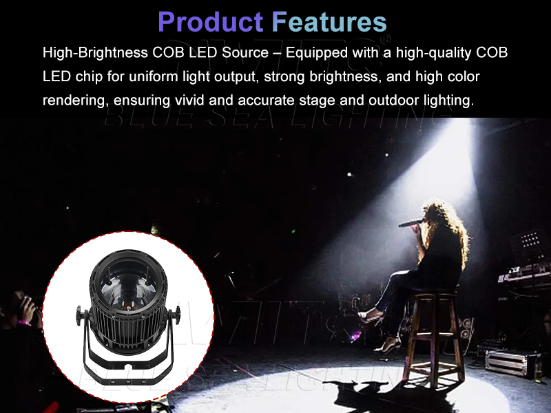 250W zoom COB LED par light with IP65 protection