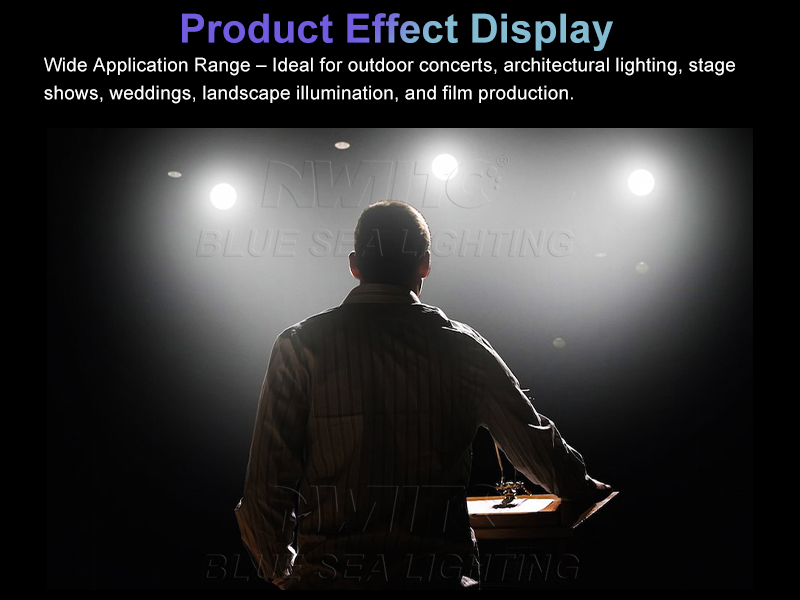 Outdoor LED par light with 10 to 60 degree zoom range