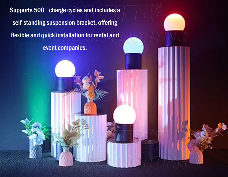 LED uplight placed on ground for event setup