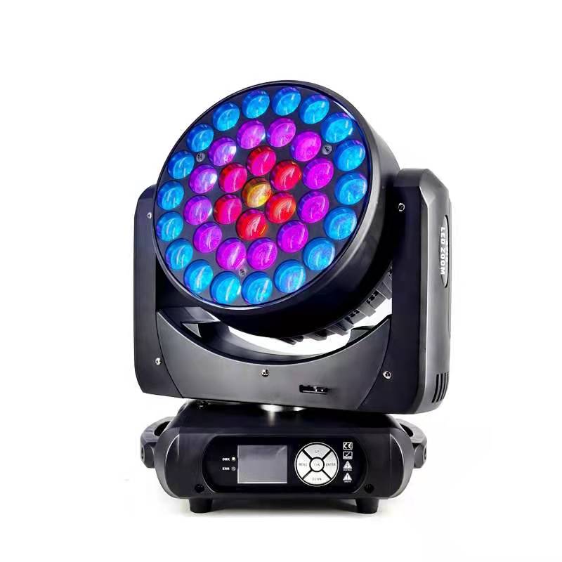 O-20 Club DJ 37x15W RGBW 4in1 Ring-Control Wash Zoom LED Moving Head Light – 350W IP33 DMX512 Aluminum/PC Stage Fixture