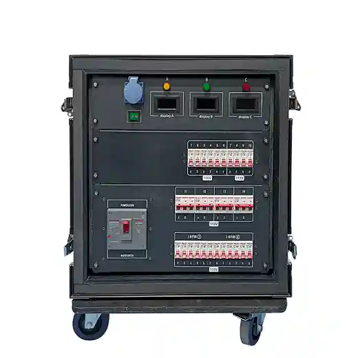 Power Distribution Box with 2x 110V Socapex, 4x L14-30, 4x Edison, and 4x Powercon Outputs