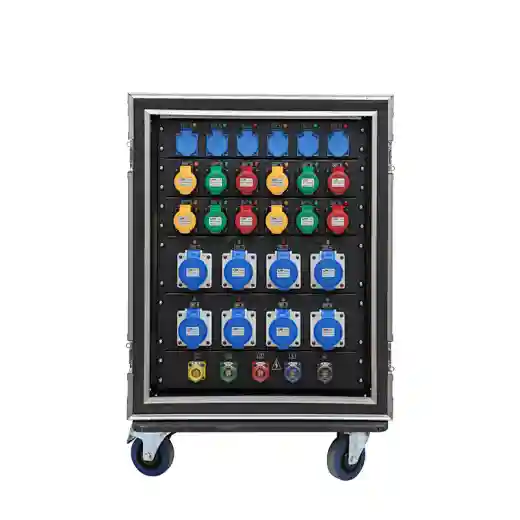 Power Distribution Box with 8x 32A 3P, 12x 16A 3P, and 6x European Plug Outputs