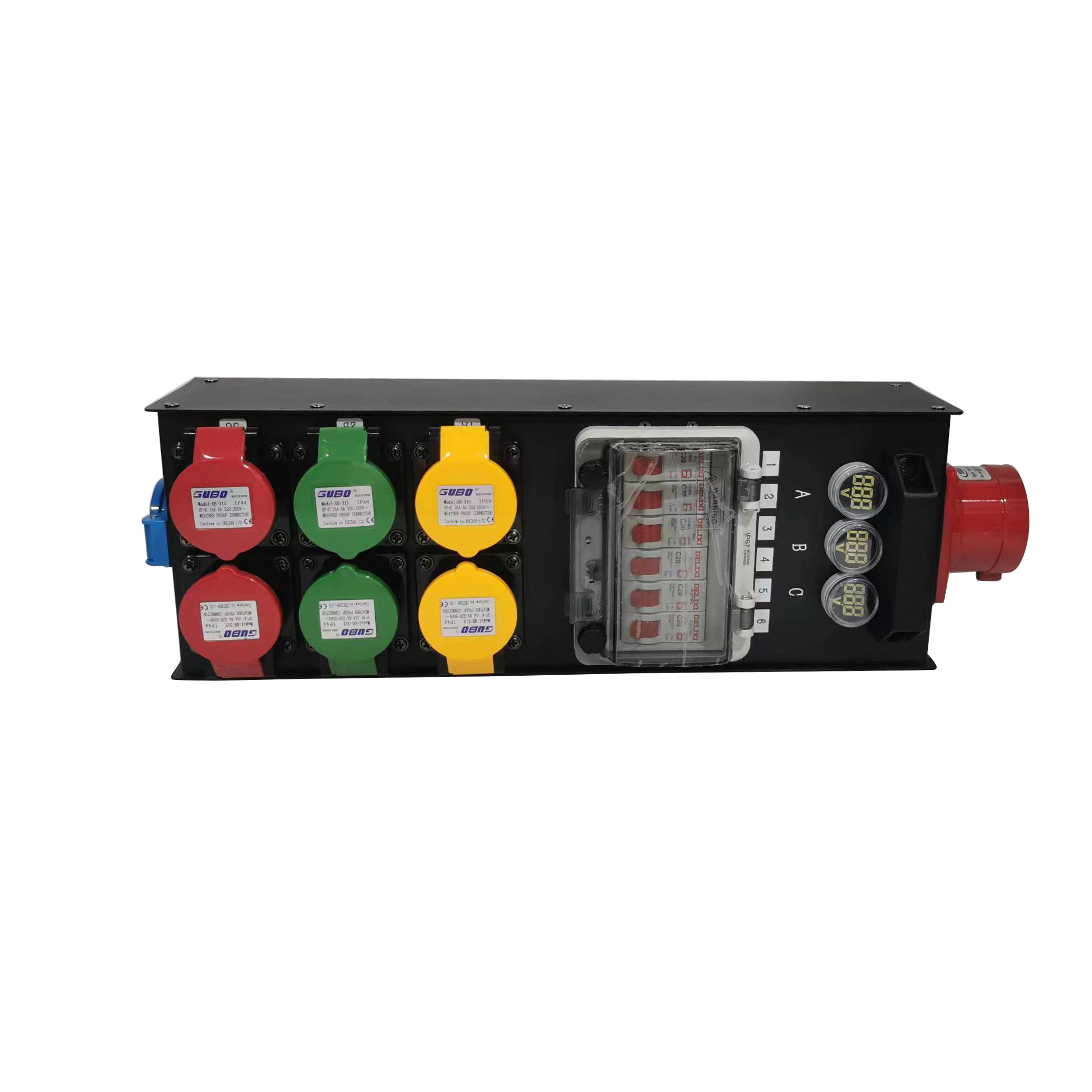 W-20 Distributor 32A 5pin Input 7 Ways 16A Waterproof Output Power Distro Power Distribution