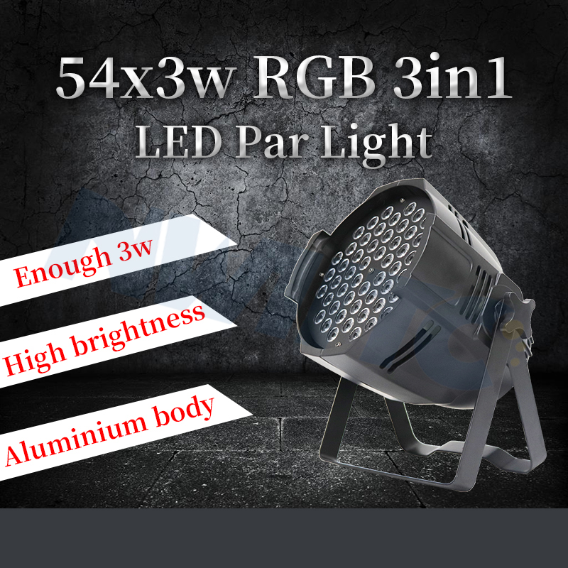 Pro DJ Disco DMX 54x3W RGB 3-in-1 Uplight Stage PAR64 LED Par Can Light Spotlights