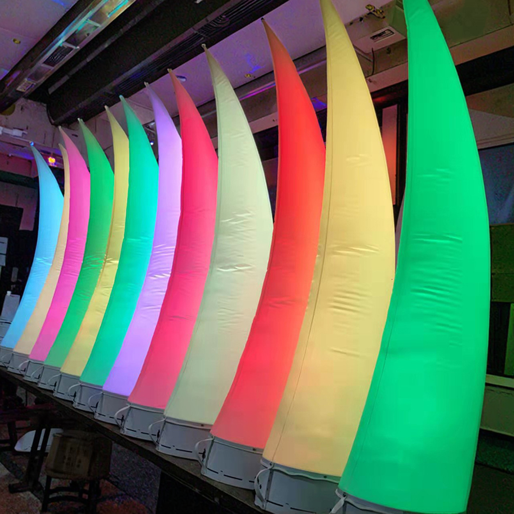 Wireless Battery Powered LED Inflatable Horns Light for Weddings Outdoor Stage DJ Lighting