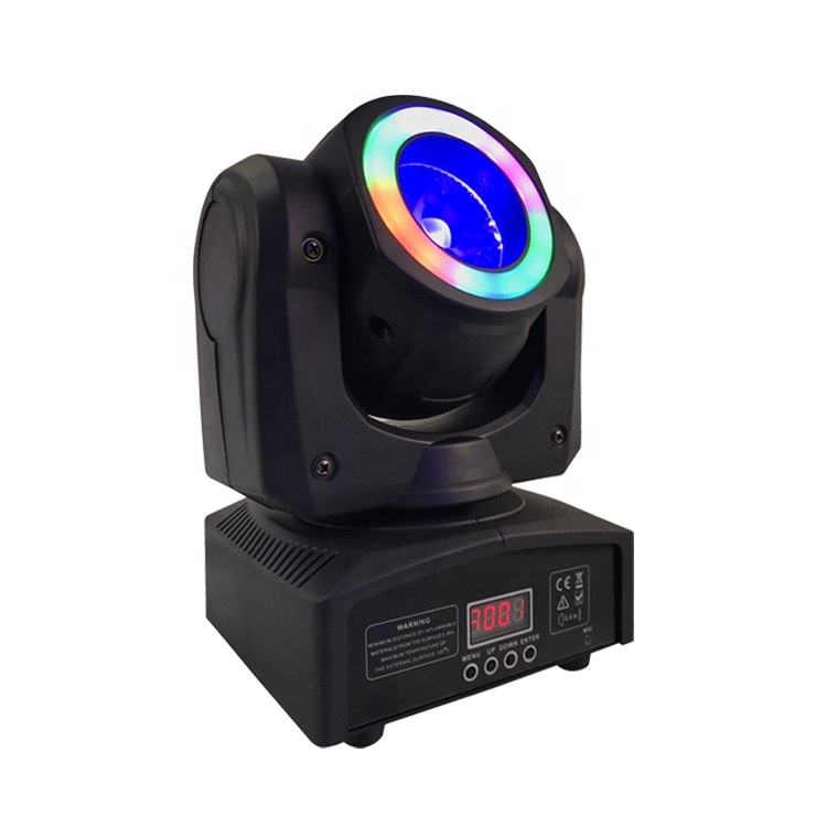 L-51 Pro Mini 40W LED Beam Moving Head Light with Halo Ring for Disco, Club, Stage – White Aluminum DMX512 Fixture for Concerts, Bars, KTV