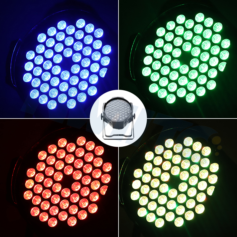 Pro DJ Disco DMX 54x3W RGB 3-in-1 Uplight Stage PAR64 LED Par Can Light Spotlights