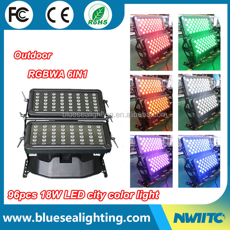 IP65 Outdoor RGBWAUV 6in1 LED City Color Light Projector for Building Projects DMX512 Control Mode