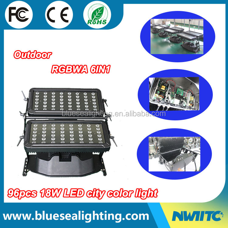 IP65 Outdoor RGBWAUV 6in1 LED City Color Light Projector for Building Projects DMX512 Control Mode