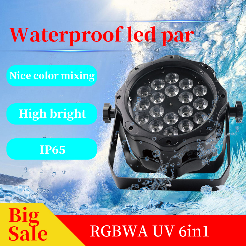 IP65 Waterproof 6IN1 RGBWA UV Par Can Stage Light 18x18W for DJ & Events