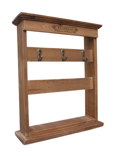 Wooden Shelf with Hooks