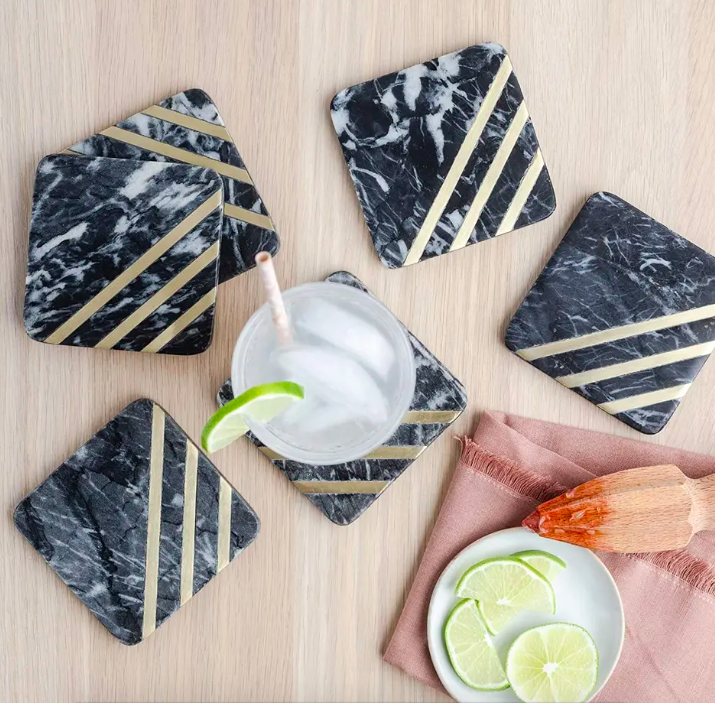 Marble Coaster with Copper Line