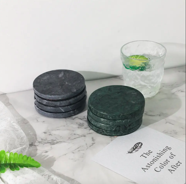 Circle Marble Tea Cup Coasters