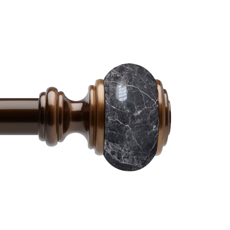 Window Curtain Rod & Marble Finials
