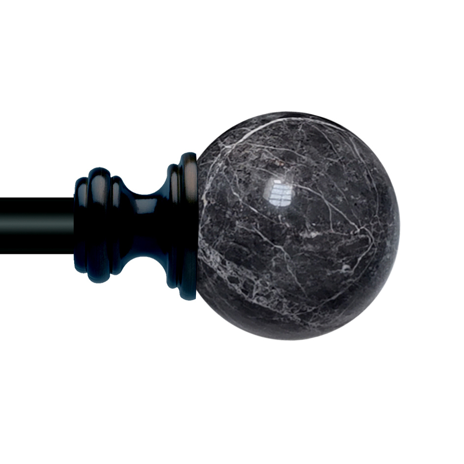 Window Curtain Rod & Marble Finials