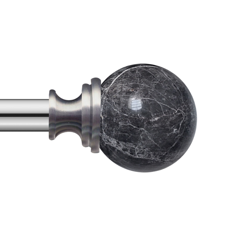 Window Curtain Rod & Marble Finials