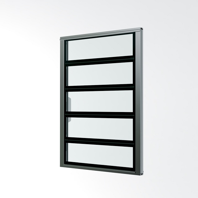 Vanman glass louver window integrated into curtain wall for natural ventilation
