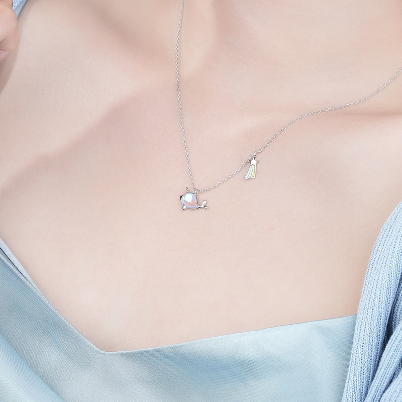 Narwhal Necklace S925 Sterling Silver Moonstone Drip Pendant Collarbone Chain Valentine'S Day Gift