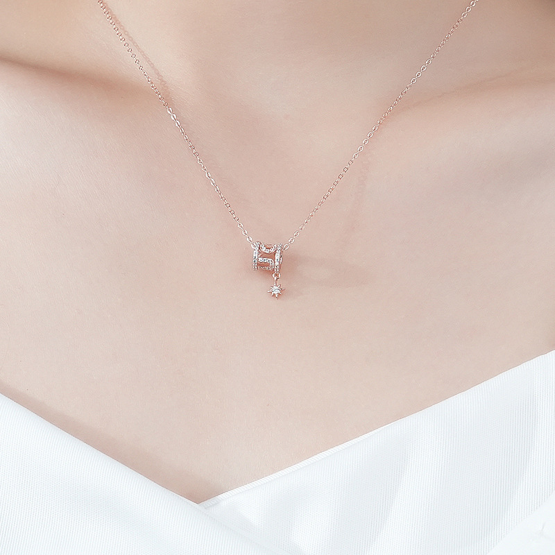 Meteor Transit Necklace Female S925 Sterling Silver Simple Clavicle Chain Micro-Set Pendant Necklace For Women