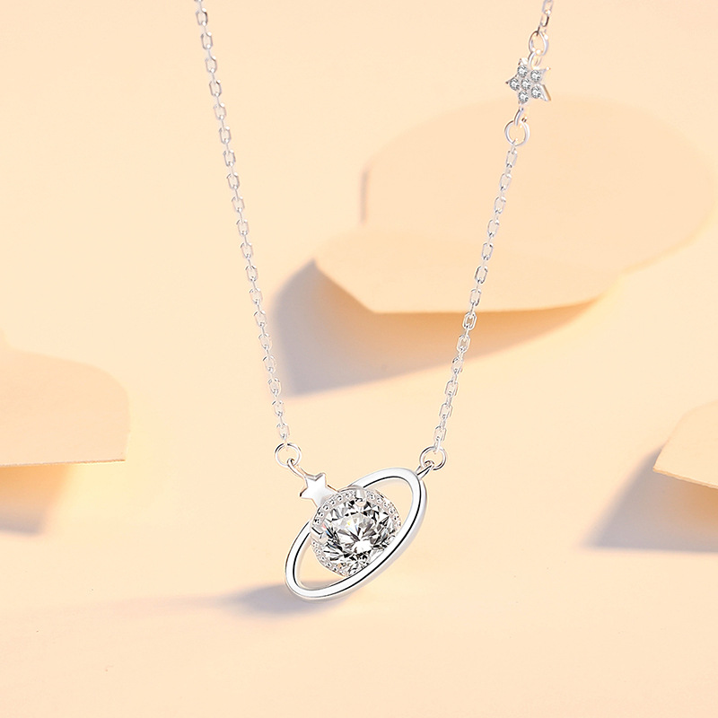 S925 Sterling Silver Dream By Dream Star River Planet Collarbone Chain Jewelry