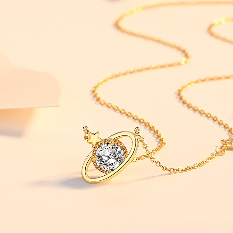 S925 Sterling Silver Dream By Dream Star River Planet Collarbone Chain Jewelry