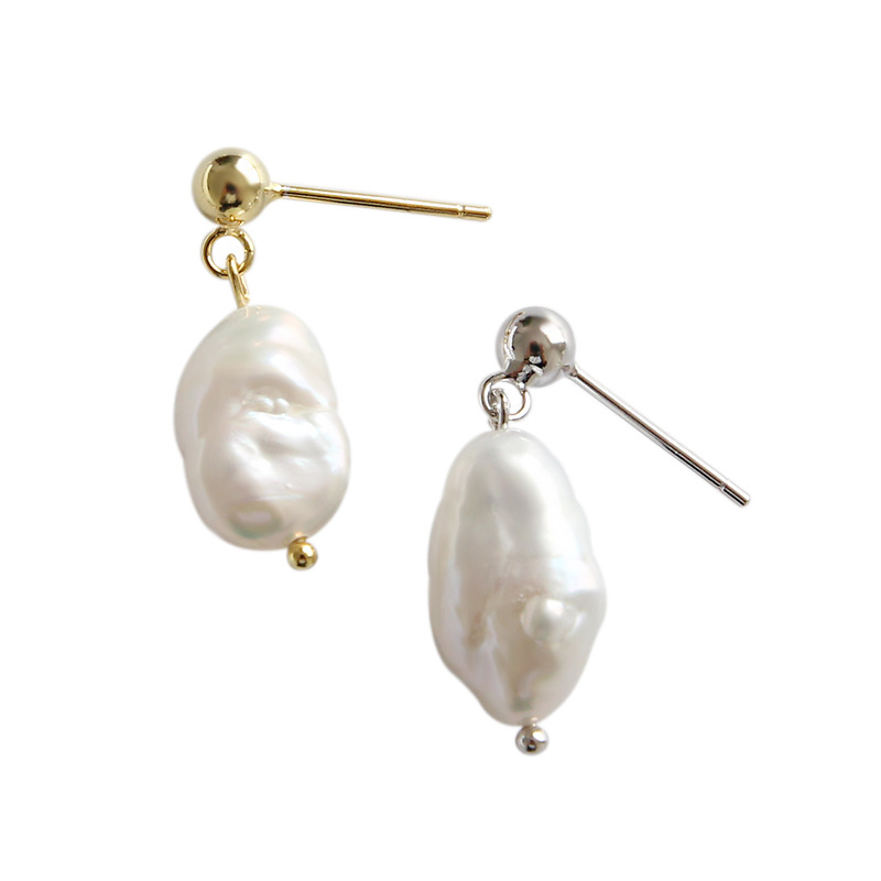 Silver Pearl Stud Earrings Personality Accessories Pearl Stud Earrings Women's OEM/ODM