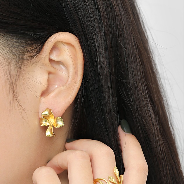 Silver Flower Stud Earrings Personality Accessories Silver Stud Earrings Women's OEM/ODM pendientes grandes fiesta