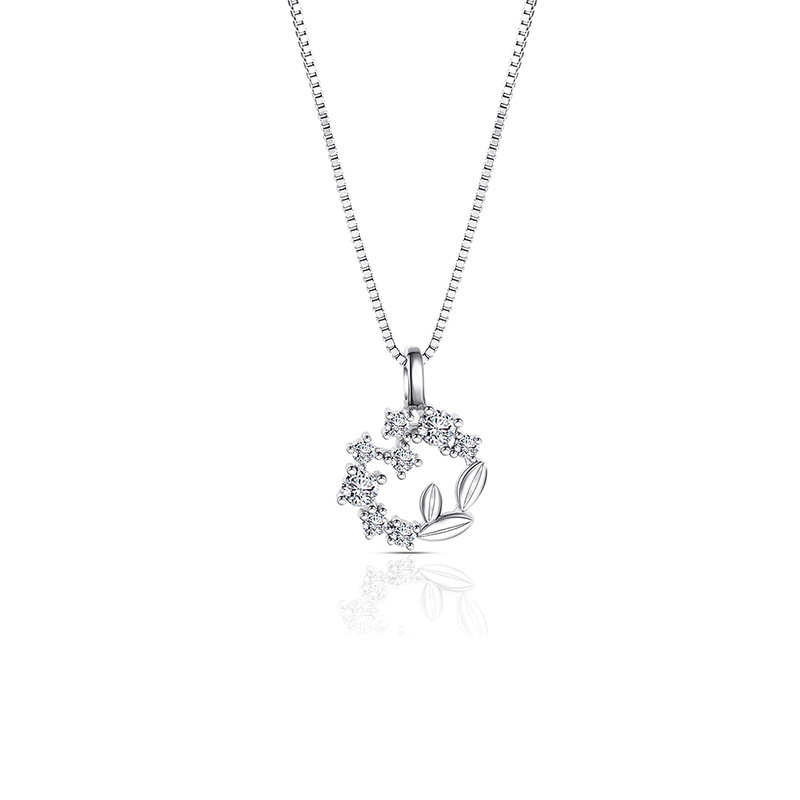 S925 Sterling Silver Lucky Wreath Necklace For Women Delicate Zirconia Silver Jewelry