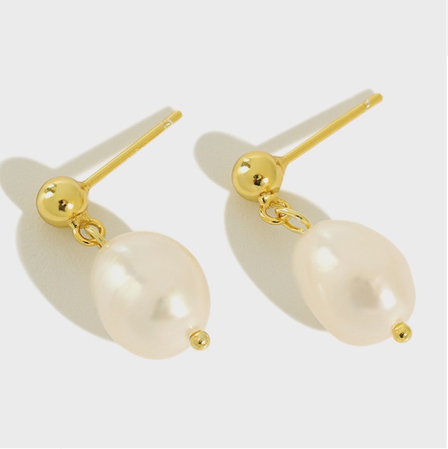 Silver Pearl Stud Earrings Personality Accessories Pearl Stud Earrings Women's OEM/ODM