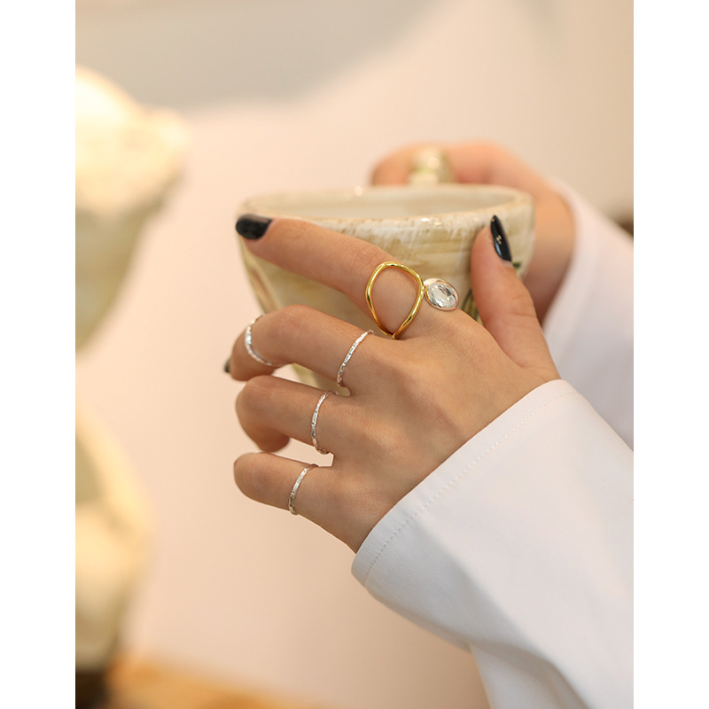 S925 Sterling Silver Rings for Women Adjustable - Birthday Gifts for Women - Jewelry Gold Plated Wholesale