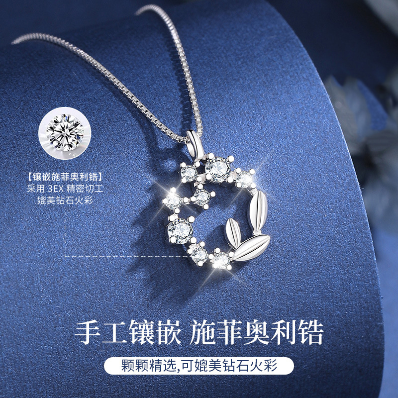 S925 Sterling Silver Lucky Wreath Necklace For Women Delicate Zirconia Silver Jewelry