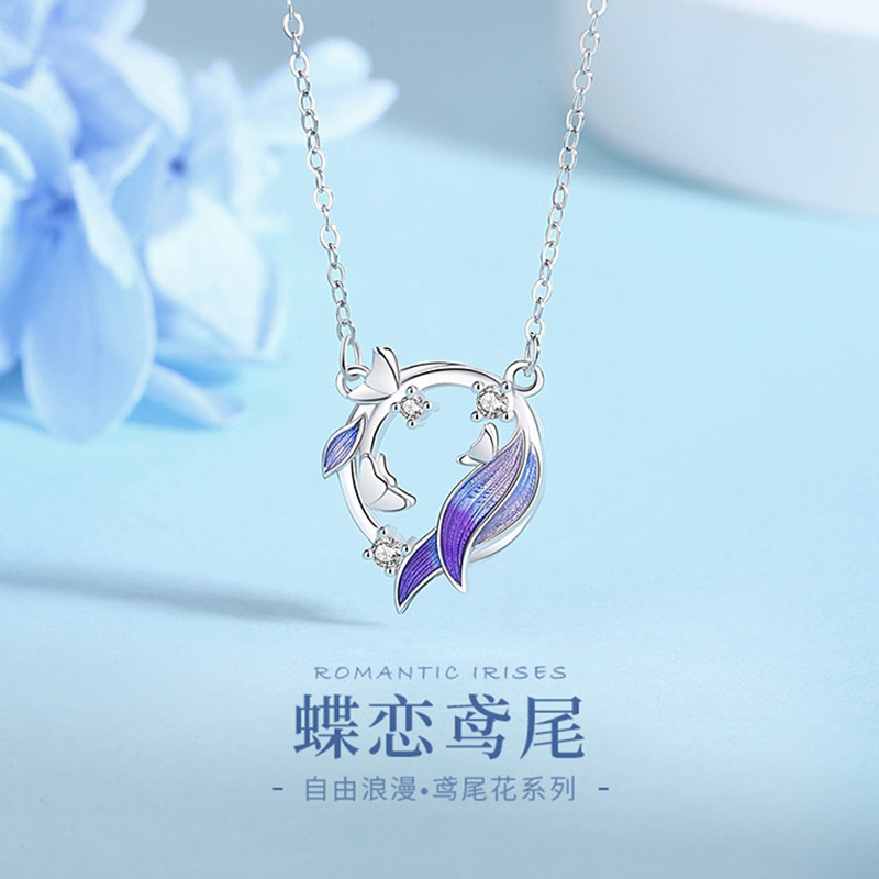 Butterfly Iris S925 Sterling Silver Necklace 2022 New Factory Direct Jewelry