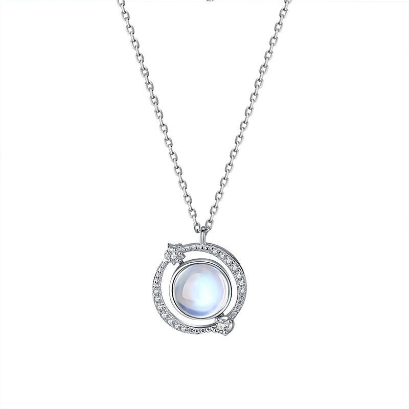 Aurora Flip Necklace Women S925 Sterling Silver Collarbone Chain Illusion Stone Pendant Best Women'S Necklace