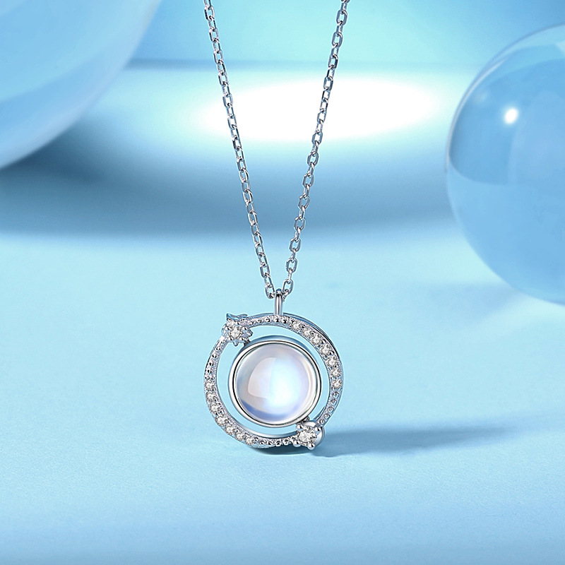 Aurora Flip Necklace Women S925 Sterling Silver Collarbone Chain Illusion Stone Pendant Best Women'S Necklace