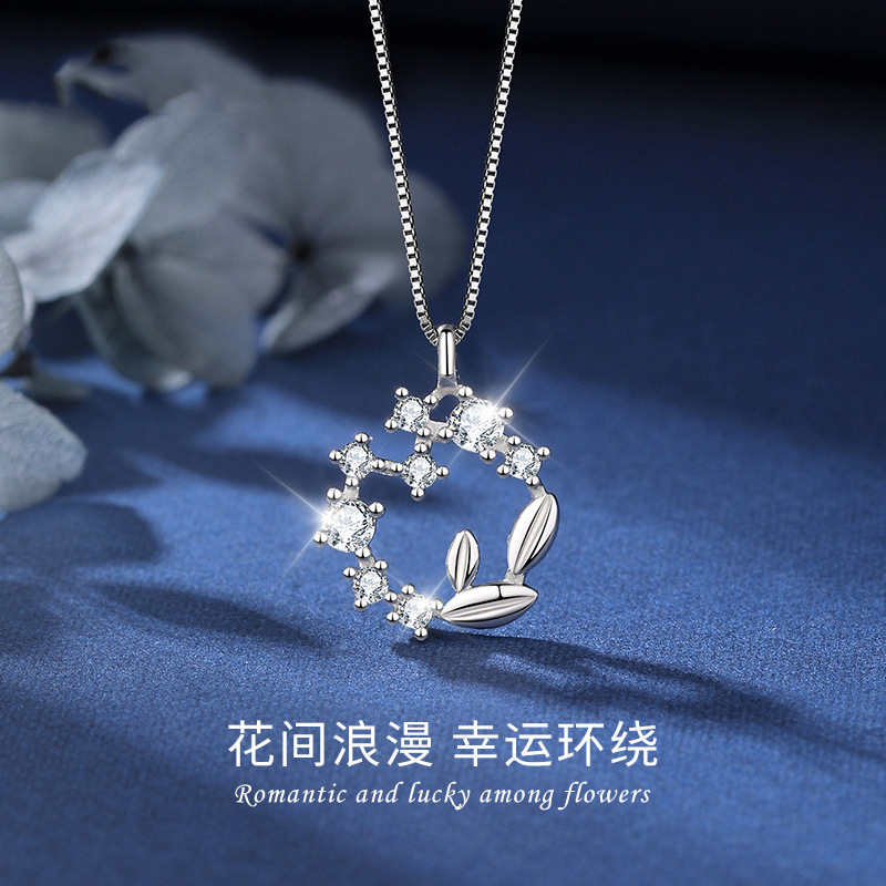 S925 Sterling Silver Lucky Wreath Necklace For Women Delicate Zirconia Silver Jewelry
