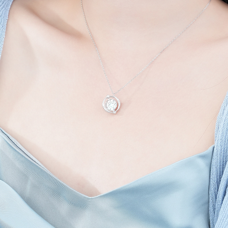 Aurora Flip Necklace Women S925 Sterling Silver Collarbone Chain Illusion Stone Pendant Best Women'S Necklace