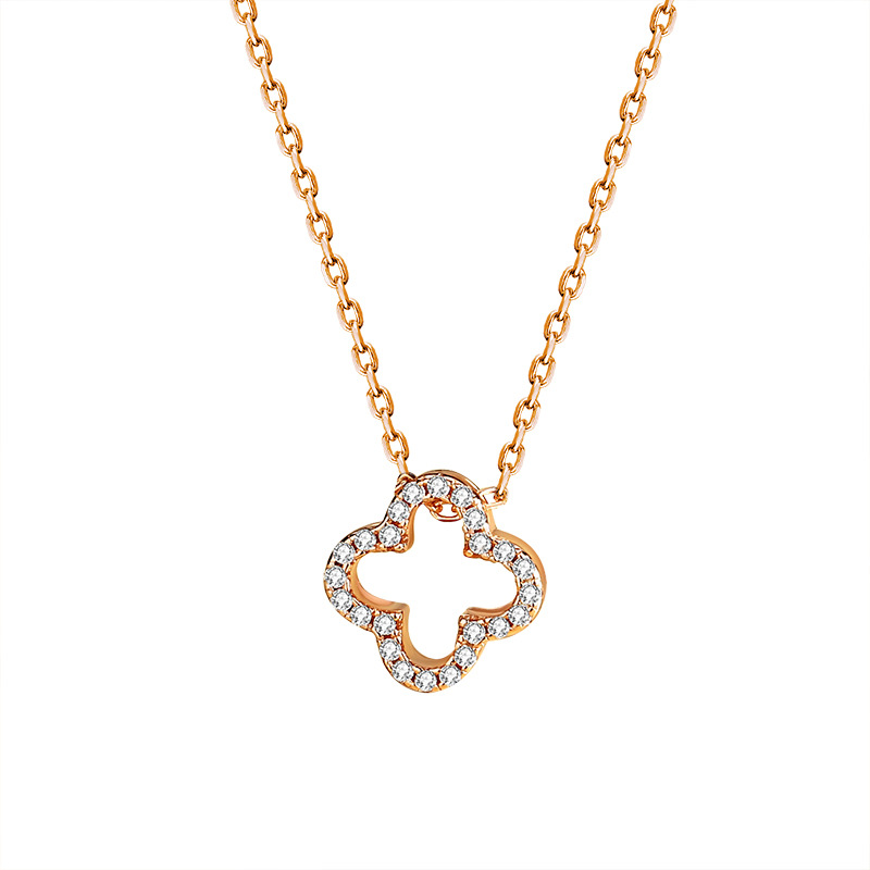 S925 Sterling Silver Micro-Set Four-Leaf Clover Clasp Chain Jewelry