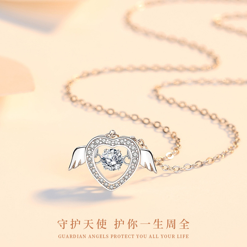 Guardian Love Angel Pendant Female S925 Sterling Silver Elegant And Spiritual Necklace Valentine'S Day Gift