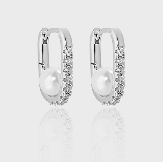 Pearl Hoop Earrings For Women 925 Sterling Silver Girl Pearl Earrings Wedding Fashion Jewelry Gifts OEM/ODM