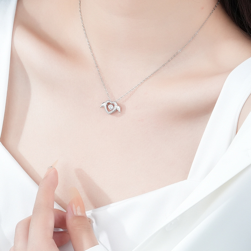 Guardian Love Angel Pendant Female S925 Sterling Silver Elegant And Spiritual Necklace Valentine'S Day Gift