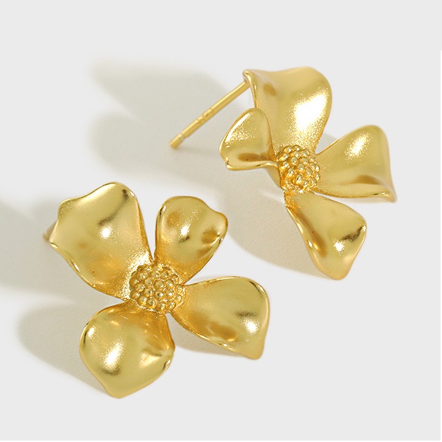 Silver Flower Stud Earrings Personality Accessories Silver Stud Earrings Women's OEM/ODM pendientes grandes fiesta