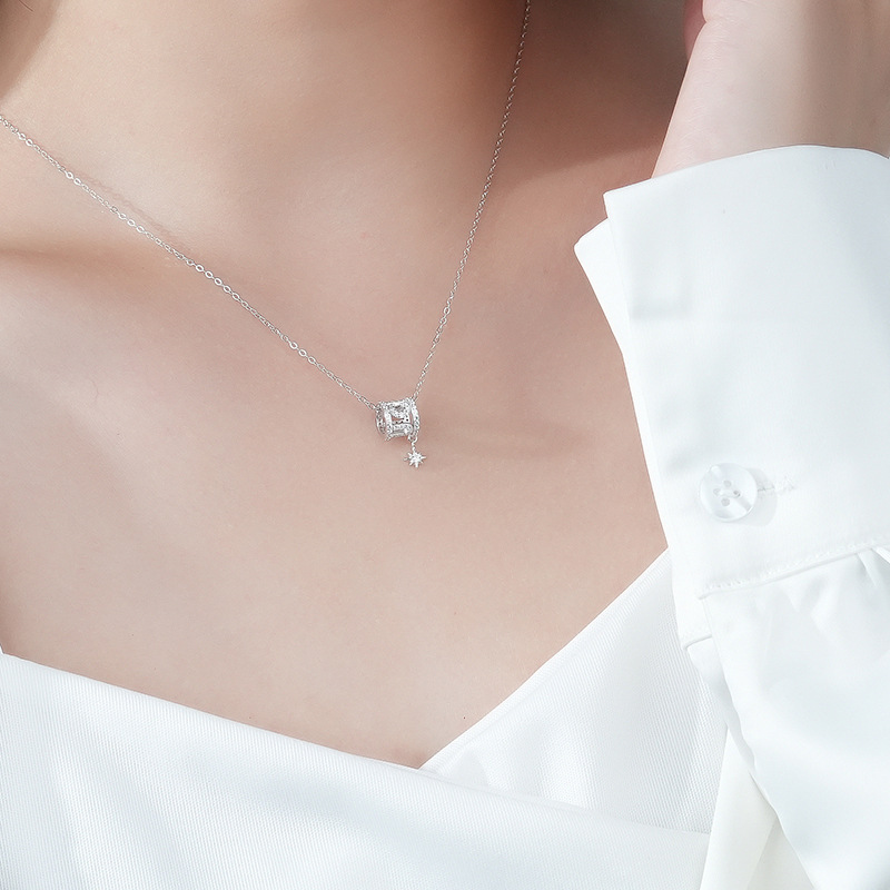 Meteor Transit Necklace Female S925 Sterling Silver Simple Clavicle Chain Micro-Set Pendant Necklace For Women