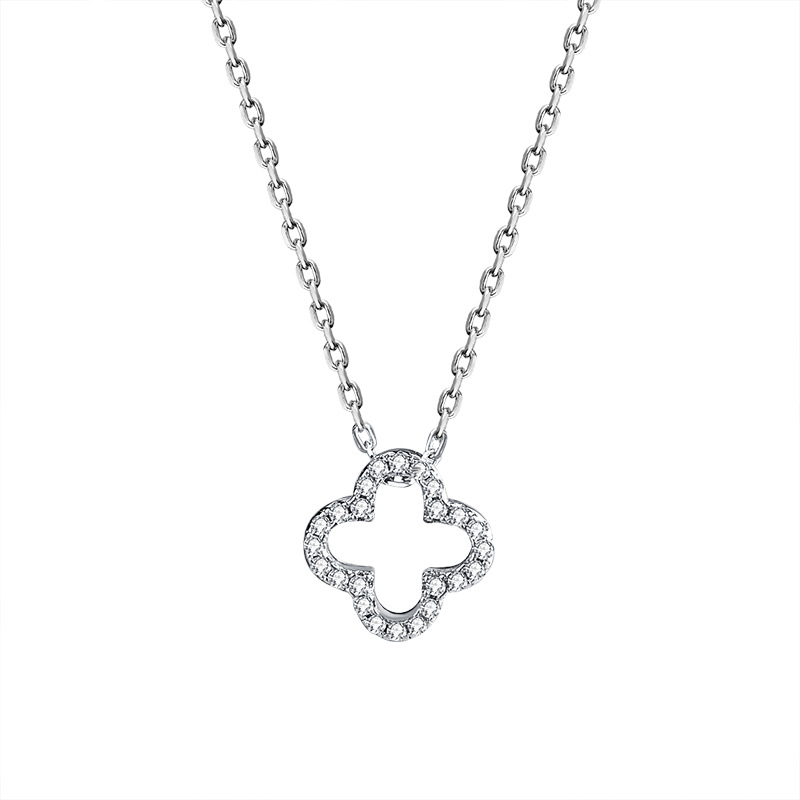 S925 Sterling Silver Micro-Set Four-Leaf Clover Clasp Chain Jewelry