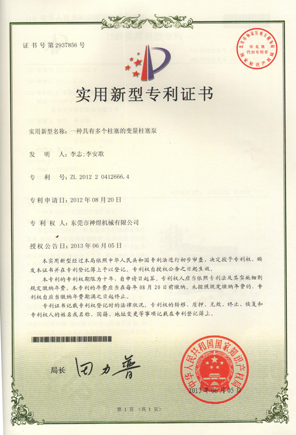一种具有多个柱塞的变量柱塞泵